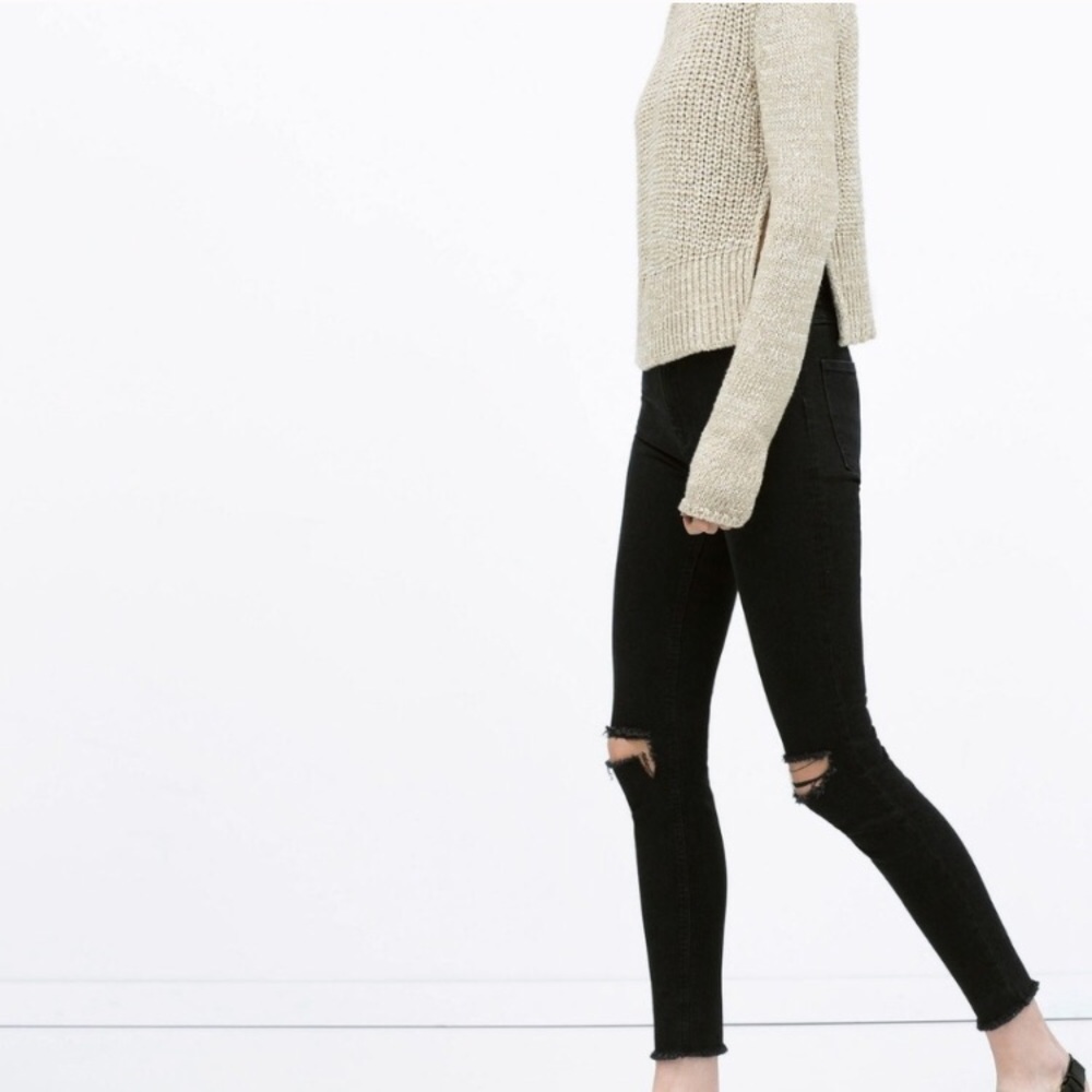 Zara high waisted slit knee skinny jeans size 6